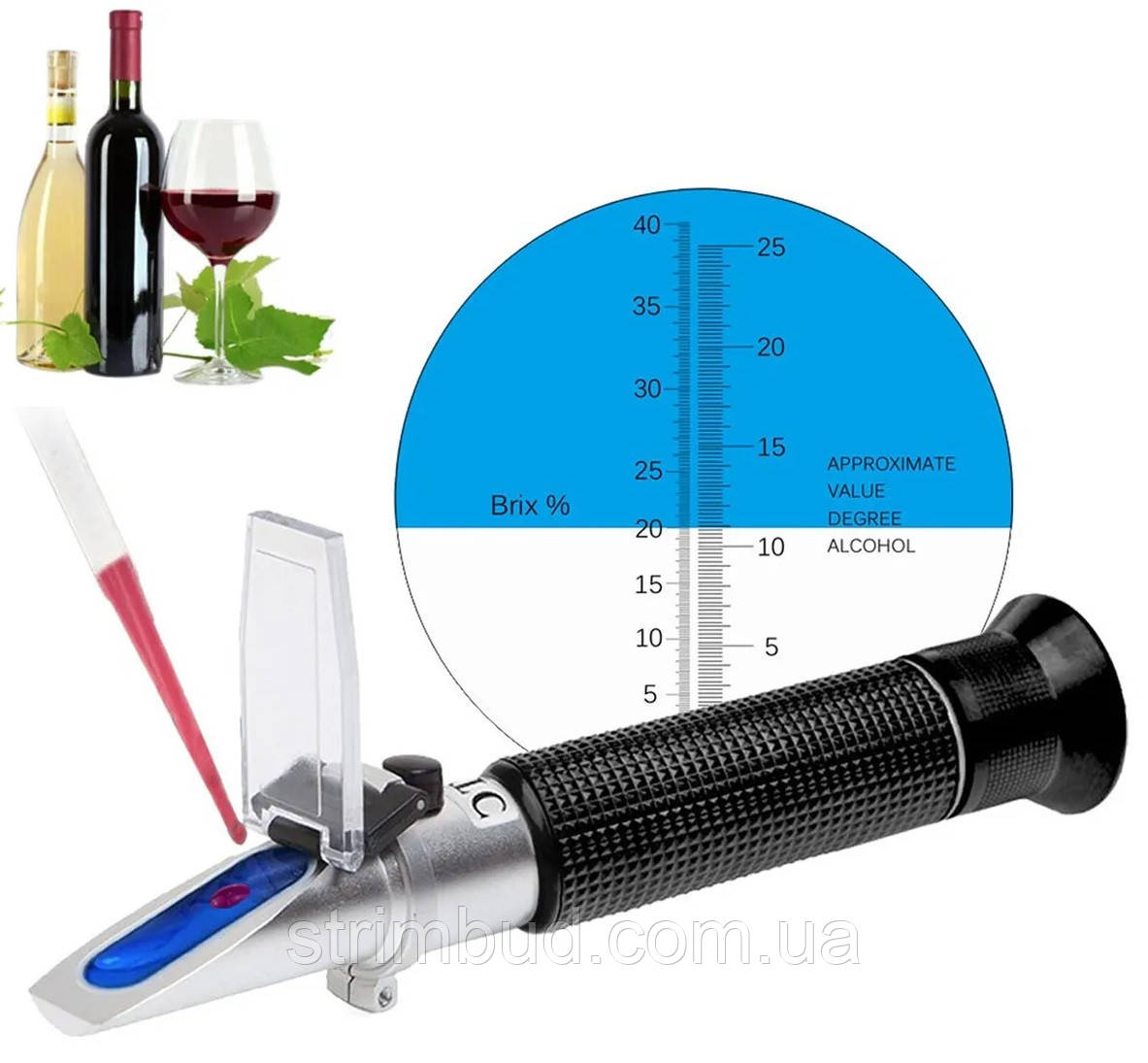 Рефрактометр для контролю цукру та спирту RHBW-25 (Brix 0-40%, спирт 0-25%), фото 1