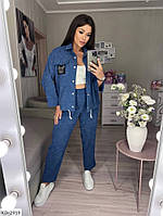 Костюм брючный женский молодежный вельветовый куртка-пиджак на кнопках и брюки спорт шик большие размеры