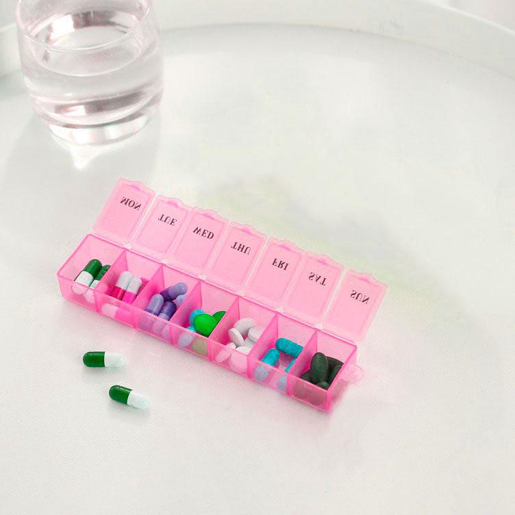 Органайзер для таблеток на 7 днів Рожева, таблетниця для ліків, контейнер для таблеток на тиждень (NS)