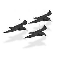 Комплект пластиковых подвесных воронов-муляжей для отпугивания птиц, черный, 3 шт.