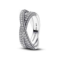 Серебряное кольцо Pandora с двумя рядами паве 193022C01 54