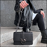 Роскошная женская сумка средняя широкая pinko черная, сумки брендовые кожаные женские люкс atgc