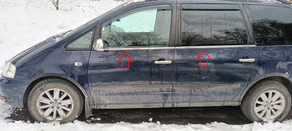 Окантовка стекол (4 шт, нерж) Carmos - Турецкая сталь для Volkswagen Sharan 1995-2010 гг - фото 1 - id-p1203151634