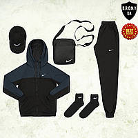 Спортивный костюм Nike демисезонный мужской 5 в 1 | комплект спортивные штаны + кофта + кепка+барсетка+носки XL