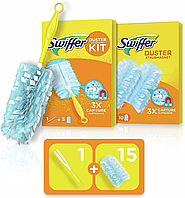 Комплект для уборки пыли Swiffer, ручка и 15 сменных тряпок