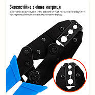 Кримпер HT-301D кліщі обтискні для ВЧ роз'ємів на кабель RG 58, 59, 6, 141, 142, 223, LMR195, 3D-FB, синій, фото 7