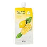 Маска для обличчя нічна з екстрактом лимона Missha Pure Source Pocket Pack Lemon 10ml