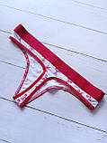 Трусики жіночі стрінги Victoria's Secret Білі з червоним, фото 4