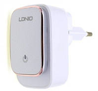 Адаптер сетевой зарядное устройство Ldnio Micro USB Cable Touch Light A2205 белый 2USB 2.4A