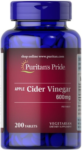 Puritan's Pride Apple Cider Vinegar 600 mg 200 таблеток 55 667 VB - фото 1 - id-p2107290341