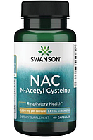 N-ацетилцистеин (NAC) аналог АЦЦ, антиоксидантная поддержка от Swanson дополнительной силы, 1000 мг, 60 капсул