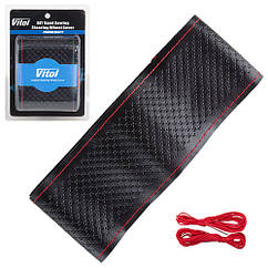 Чохол/оплетка на кермо VLOD-SF030-1 M чорна/що обшивається/шкіра/1 шов (VLOD-SF030-1 M)