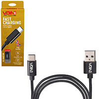 Кабель VOIN USB - Type C 3А, 1m, black (швидка зарядка/передача даних) (CC-1801C BK)