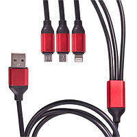 Кабель 3 в 1 USB - Micro USB/Apple/Type C (Black) (3 в 1 Bk) 3