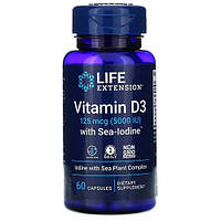 Life Extension Vitamin D3 with Sea-Iodine 5,000 IU 60 капсул LEX-017586 VB