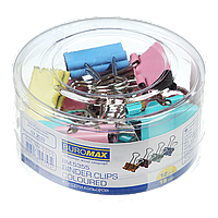 Біндер кольоровий (червоний, синій, жовтий,зелений) 19 мм, 12 шт., туба BUROMAX BM.5355