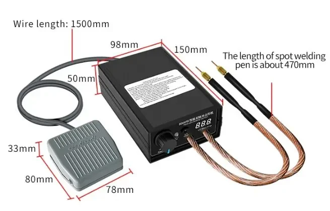 Портативный аппарат точечной сварки 8000W до 0,3mm для аккумуляторов 18650 с педалью ( код: 8000W ) - фото 3 - id-p2107298962