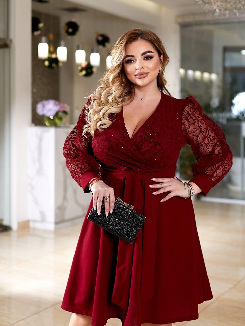 Нарядна сукня для свята у великому розмірі Розміри: 50-52, 54-56, 58-60, 62-64