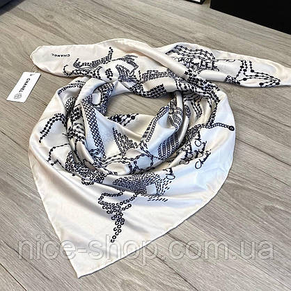 Хустка шовкова C.H.A.N.E.L з ручною підшивкою, фото 5