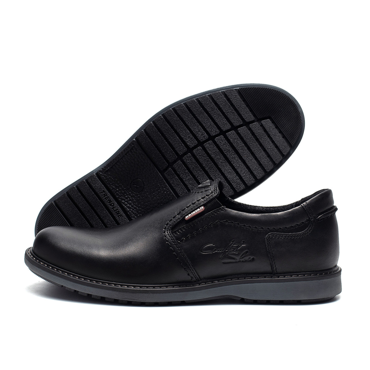 Чоловічі шкіряні туфлі Kristan black old school, фото 1