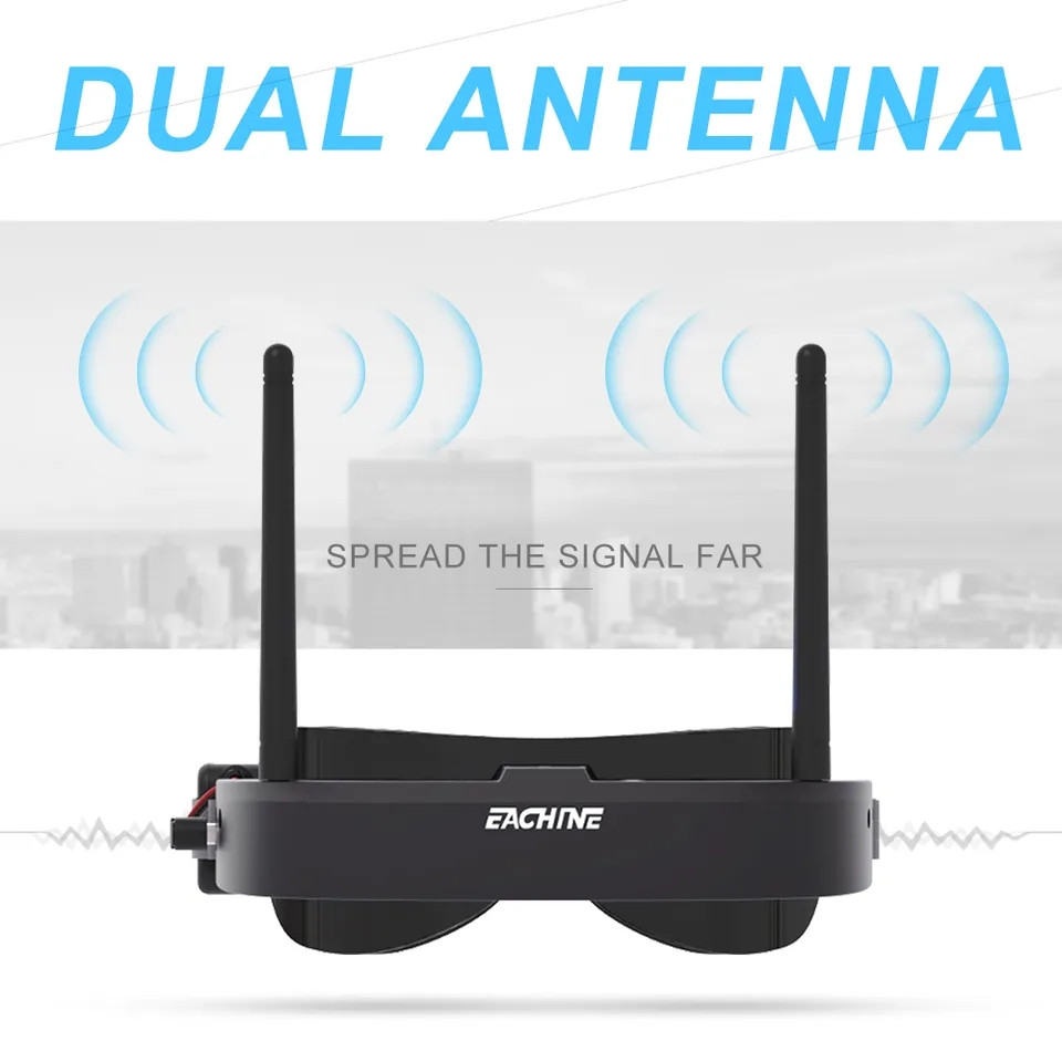 FPV окуляри FPV шолом Eachine EV100 5.8G 72CH 720*540, дві антени, живлення 18650