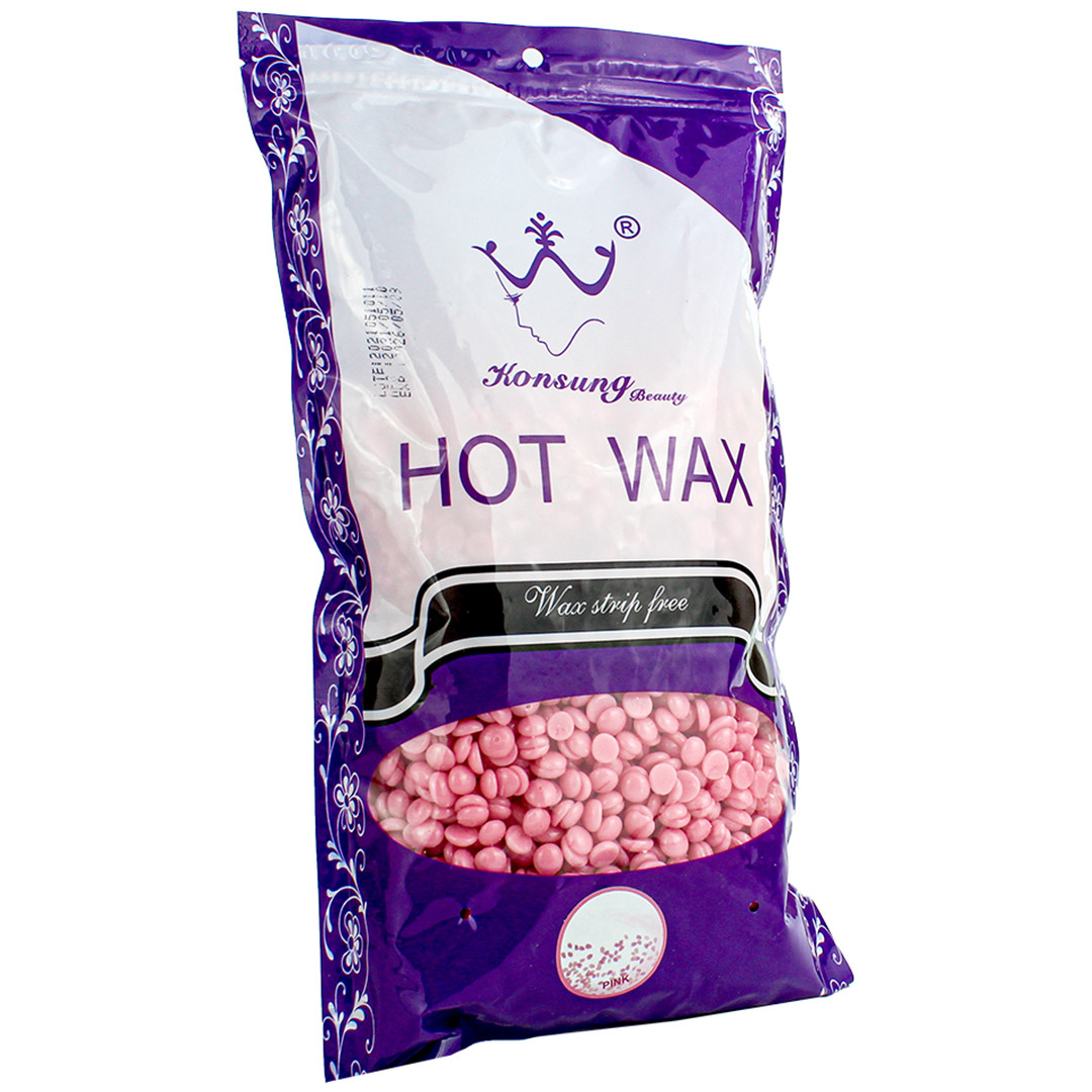 Віск у гранулах Konsung Hot Wax Beans 500гр аромат Роза для депіляції для воскоплаву плівковий віск гранули