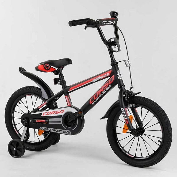 Велосипед Corso MAXSpeed 16" рама Метал Чорний/помаранчевий Art ST-16908