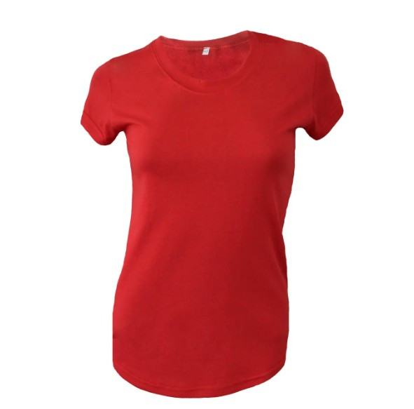 Футболка червона з круглим низом оптом.
