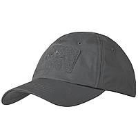 Бейсболка Helikon-Tex®-PolyCotton Ripstop-Shadow Grey,тактическая серая кепка с липучкой для шевронов