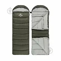 Спальный мешок Naturehike с капюшоном U350 NH20MSD07, левый, зеленый (-13 до +3°C) 0201 Топ !
