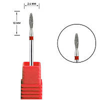 Фреза алмазная HABIBI безопасное пламя Ø 2,4 мм, h 10 мм (красная насечка) №36