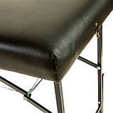 Масажний стіл 180х60 см ручне складання переносний Кушетка для масажу з регулюванням висоти м'яка Чорна, фото 3