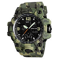 Часы наручные мужские SKMEI 1155BCMGN GREEN CAMO, брендовые мужские часы. Цвет: UK-892 зеленый камуфляж