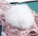 Жіночі сексуальні трусики для інтимних ігор, рожеві мереживні трусики з зайчиком хвостиком, стрінги S, фото 3