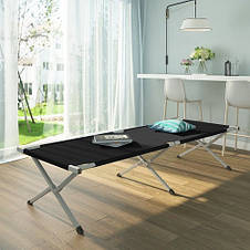 Розкладачка туристична Trizand 23190 з чохлом 189х70 см до 110 кг чорна, фото 4