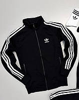 Олимпийка мужская Adidas весенняя осенняя кофта Адидас трикотажная повседневная черная  Люкс