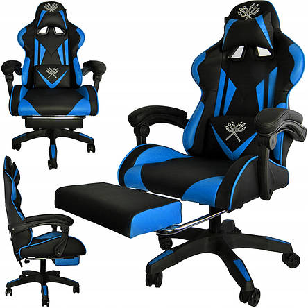 Крісло геймерське з підставкою для ніг Malatec Dunmoon 8978 BLUE, фото 2