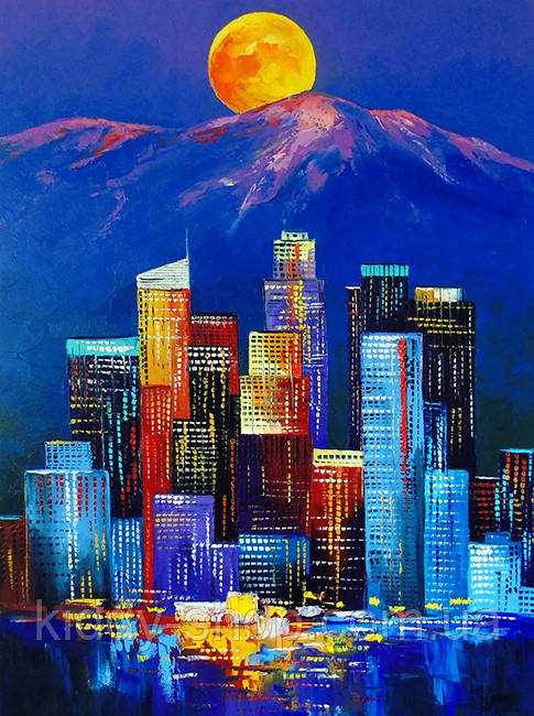 Діамантова мозаїка. Картина на підрамнику Нічний Лос-Анджелес. Дарчук О., розмір 30х40 см, фото 1