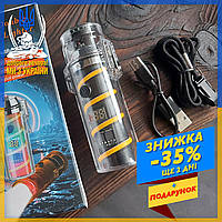 Запальничка Lighter USB з ліхтарем і компасом, запальничка подарункова, п'єзова запальничка, usb запальничка