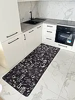 Турецкий безворсовой коврик для кухни "Капучино чёрный" 80х200 см