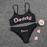 Роздільний купальник з написами у чорному кольорі, фото 2