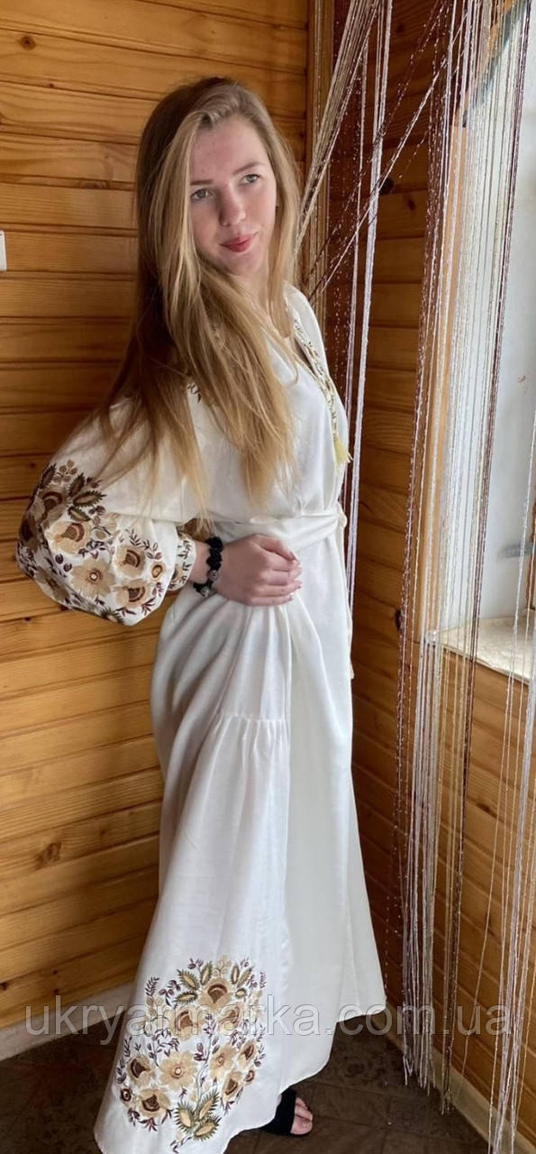 Довга вишита квітками сукня "Квіткове море" різні варіанти, фото 1