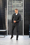 Спортивний костюм чоловічий вельветовий весна осінь трикотаж сірий. Живе фото. Модний чоловічий костюм, фото 5