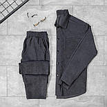 Спортивний костюм чоловічий вельветовий весна осінь трикотаж сірий. Живе фото. Модний чоловічий костюм, фото 3