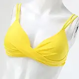 Пляжний яскравий жовтий купальник ліф з пушапом, плавки зі спідничкою та принтом, фото 6