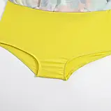 Пляжний яскравий жовтий купальник ліф з пушапом, плавки зі спідничкою та принтом, фото 8