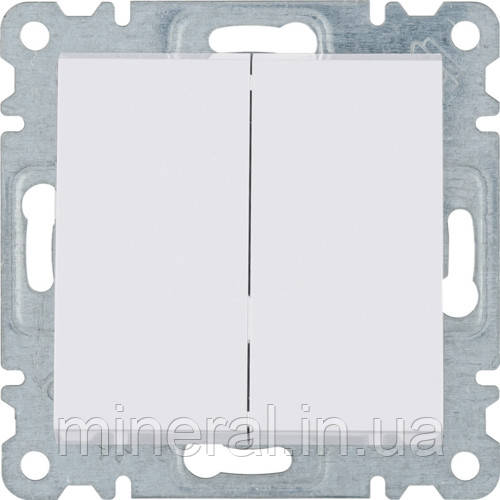 Вимикач 2-клавішний Lumina-2, білий, 10АХ/230В, Hager, (WL0040)