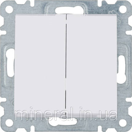 Вимикач 2-клавішний Lumina-2, білий, 10АХ/230В, Hager, (WL0040), фото 1