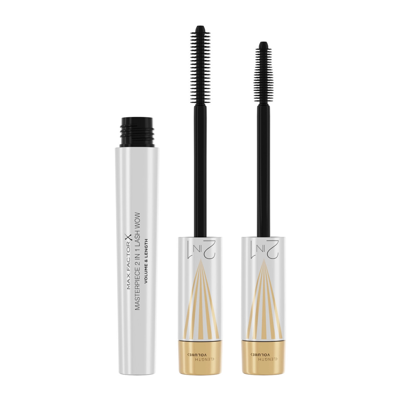 Туш для вій об'єм та подовження Max Factor Masterpiece 2 in 1 Lash WOW Mascara