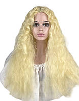 Парик волнистый блонд с пробором длинный блондинка 70см без челки гофре ( 2047 )